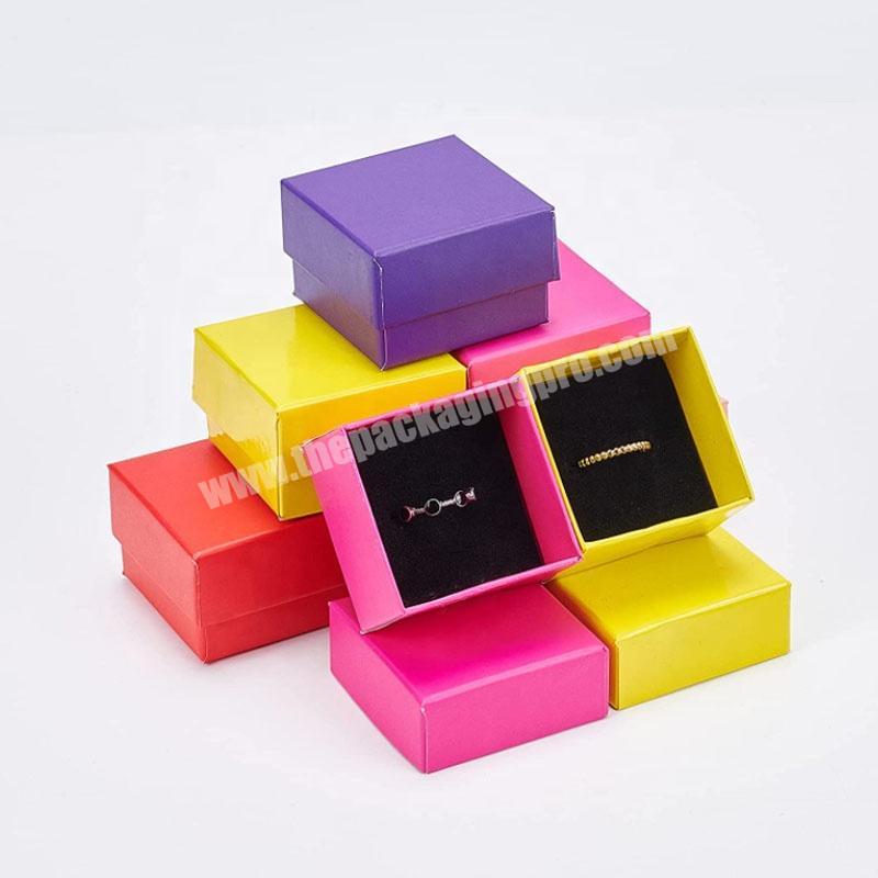 wholesale Cardboard Jewelry Earring Boxes custom 6 Colors gift Paper Boxes with Black Sponge for Bracelet Necklace Earring