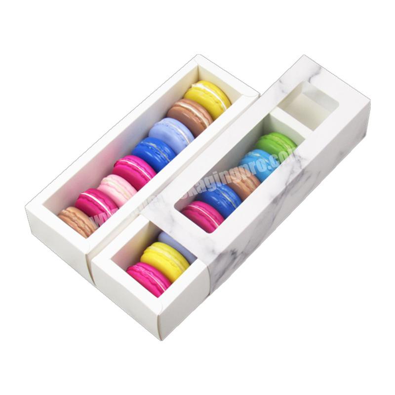 wholesale luxury macaron gift box for ladur Foldable Art Paper Pvc Plastic Clear Cover 8 and 16 Macarons Gift Boxes packaging