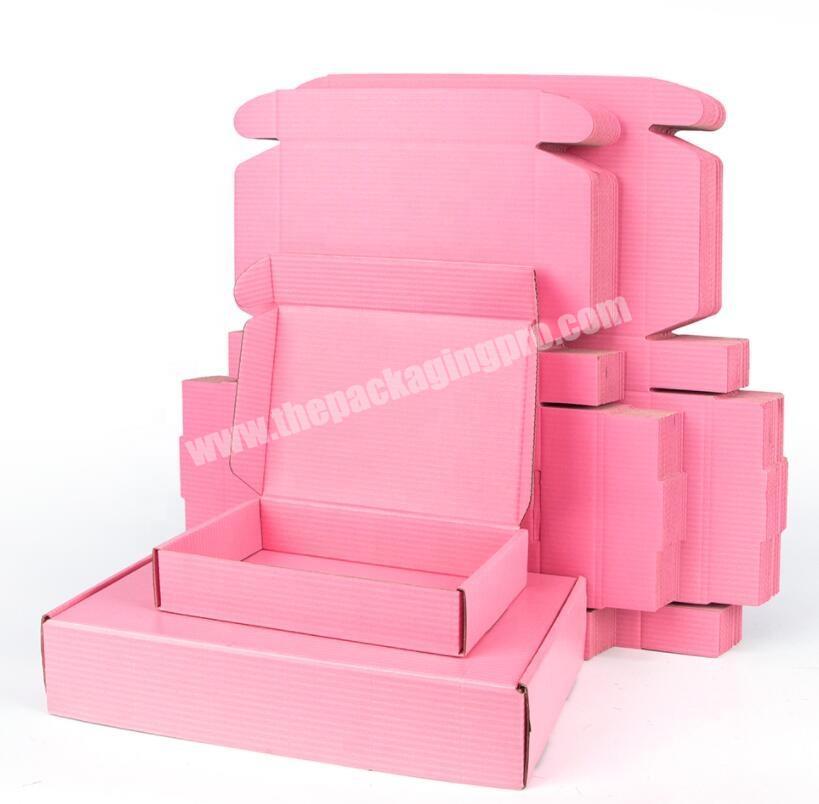 wholesale personalized kraft Cosmetics Mailing cardboard shipping boxes pink corrugated custom printed package mailer box