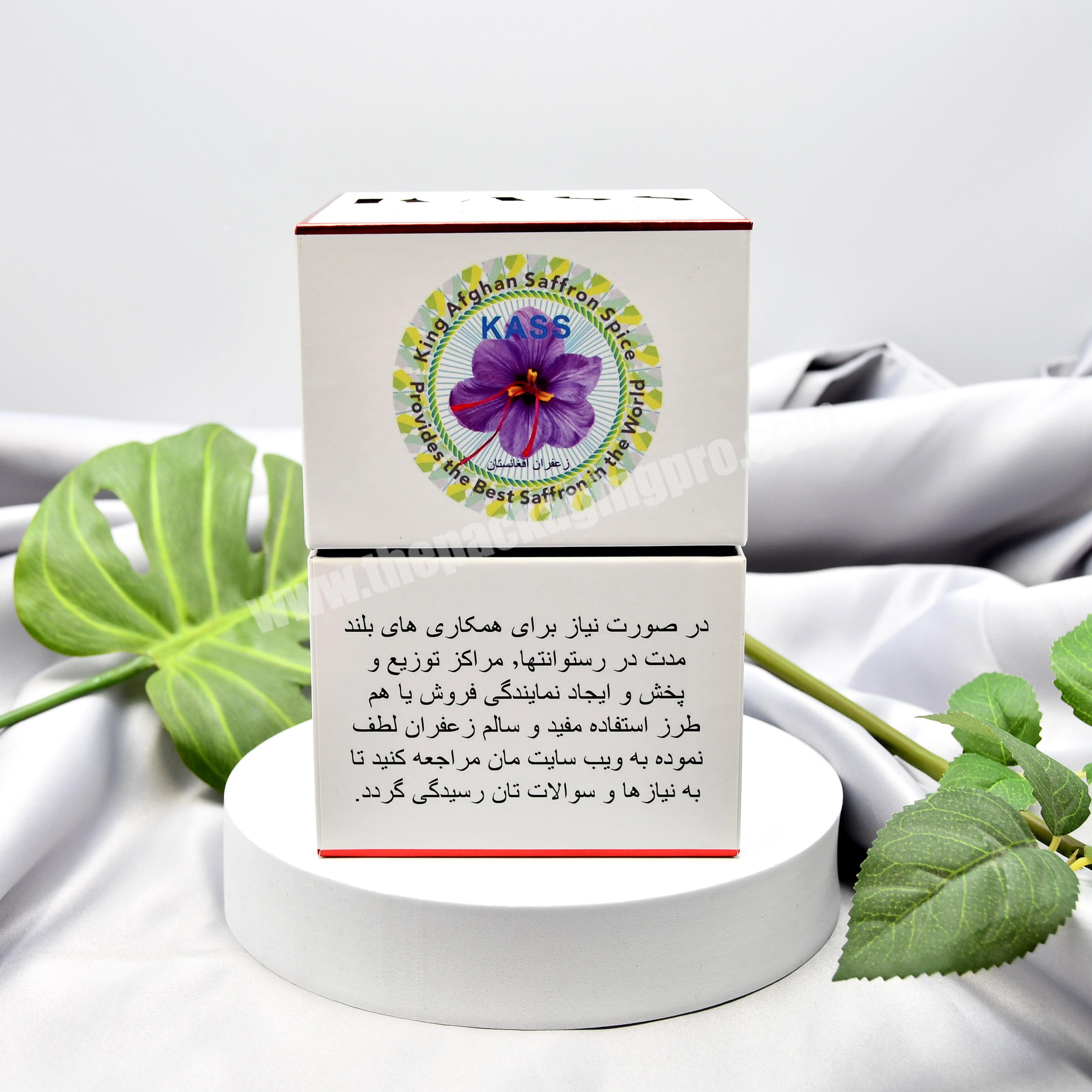 0.01 USD SAMPLE High Quality Spice tea coffee Saffron gift Paper Box saffron packaging With window
