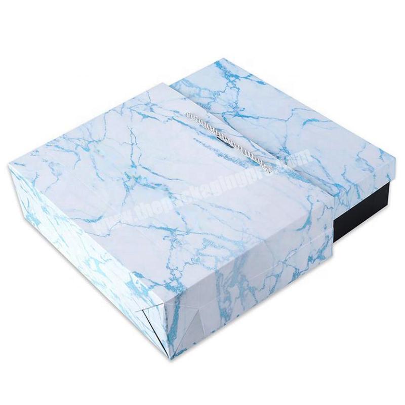 13X13 Customized Blue Elegant Eco-Friendly Marble Blank Custom Blue Affordable Luxury Wrapping Gift Packaging Boxes For Towel