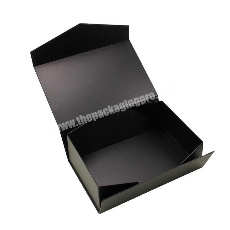 2022 Custom Design Matte Black Large Rigid Paper Cardboard Gift box Packaging Magnetic Folding Box for Wedding Dress