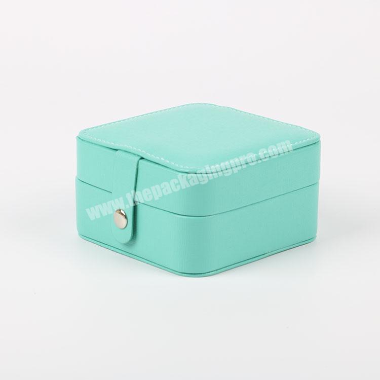 2022 paper  boxes gift box High Quality Fashion Style Pu Leather  Jewellery Organizer Custom Logo Square Boxes Green Color Cute