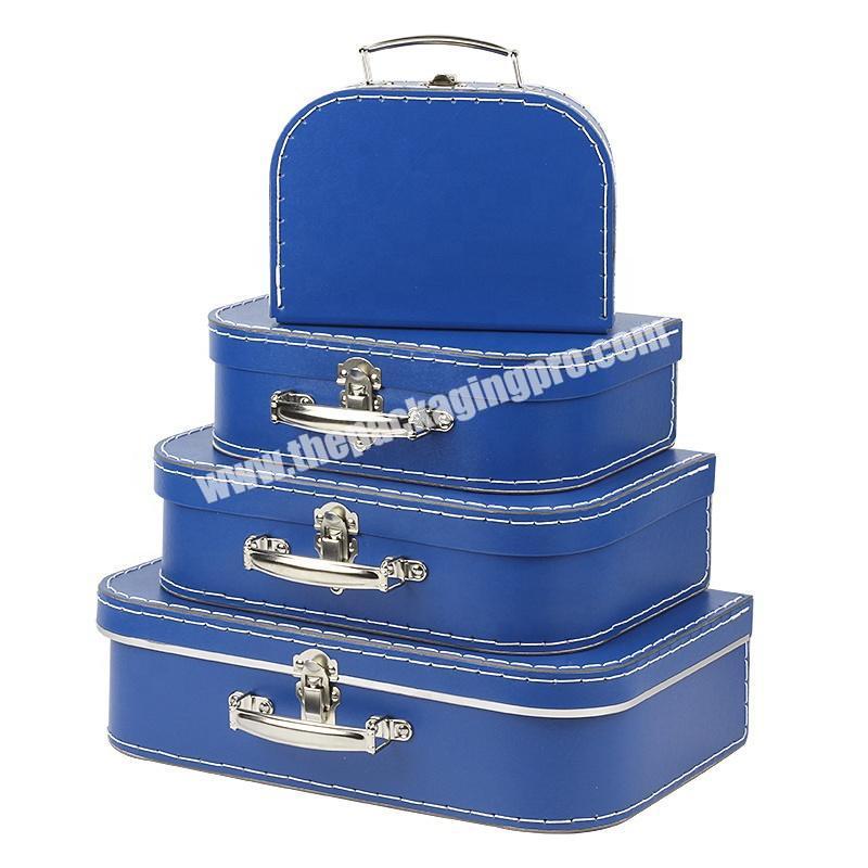 2022 popular A set of four blue paperboard suitcase christmas suitcase gift packing box