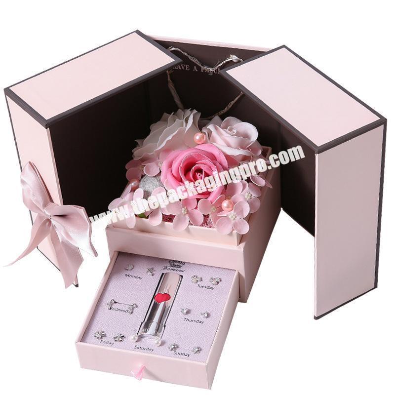 Customized Package Hat Square Velvet Heart Shape Luxury Preserved Gift Roses Round Flower Box