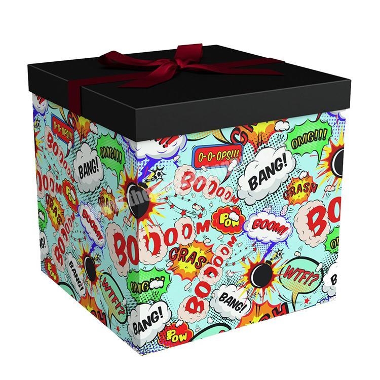 Amazon Hot Sale Big Size Gift Packaging Box Custom Logo Pattern Printing Lid And Base Gift Bos