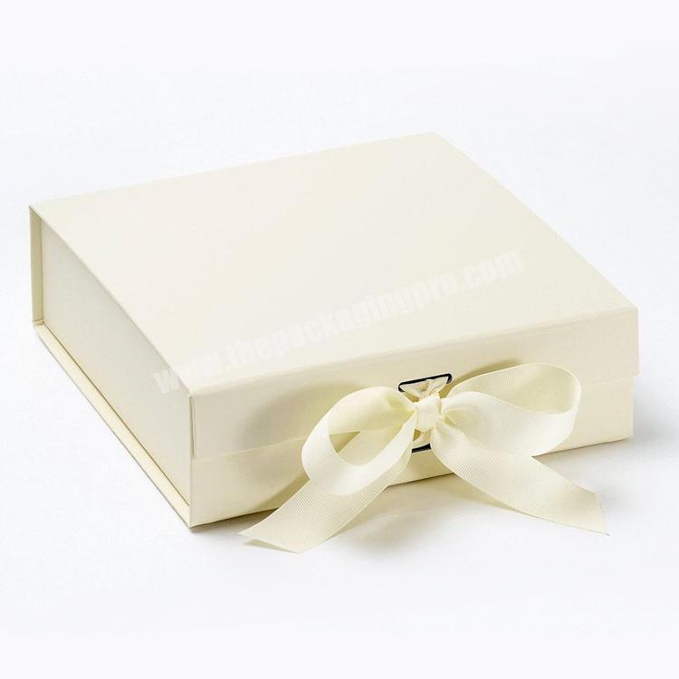 Beige Cream Ivory Magnetic Flap Ribbon Paper Boxes Luxury Cardboard Jewelry Jewellery Cosmetic Favour Soap Ivory Gift Box