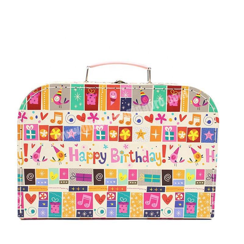 Birthday gift box candle pattern suitcase paper box suitcase pink cardboard box cardboard suitcase for children