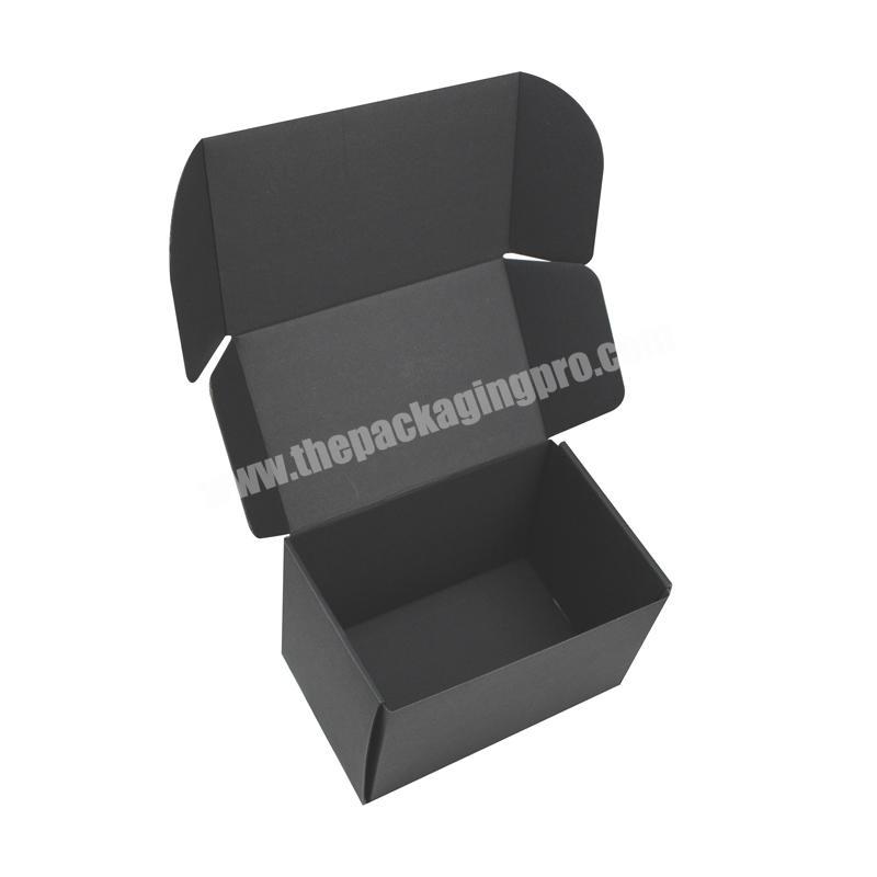 Black Craft Matt Corrugated Shipping Box Delivery Mailer Box With Custom White Logo