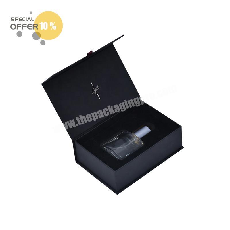 Black Perfume Gift Boxes with Velvet Foam Insert Custom Cosmetic New Style Packing Boxes for New Year