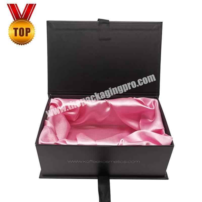 Black Ribbon Perfume Packaging Wig Hair Extensions Cosmetics Esstential Oil Box Package Custom Logo Printing Beauty Packaging