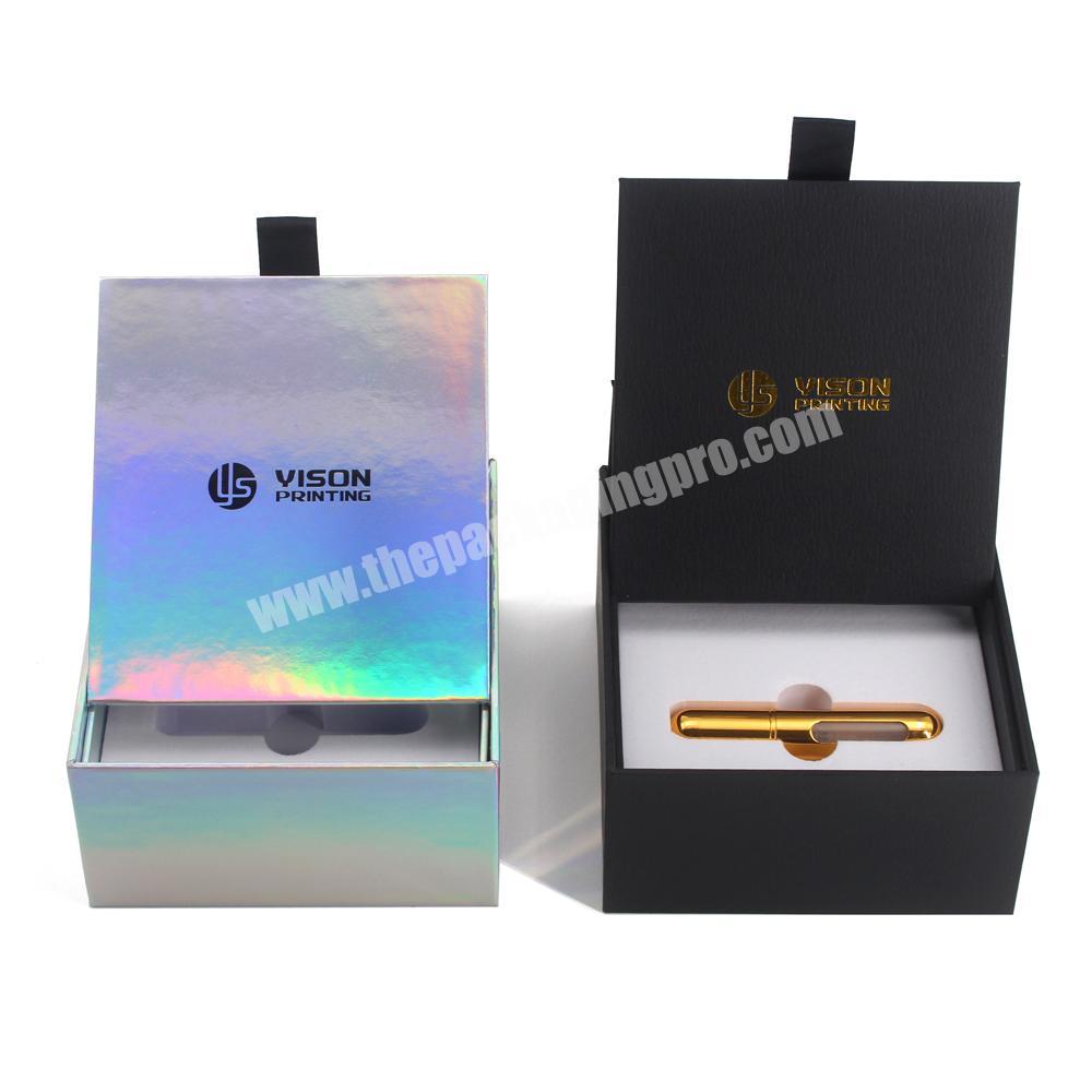 Black Square Hard Cardboard Roll On Attar Pen Perfume Box With Custom Logo