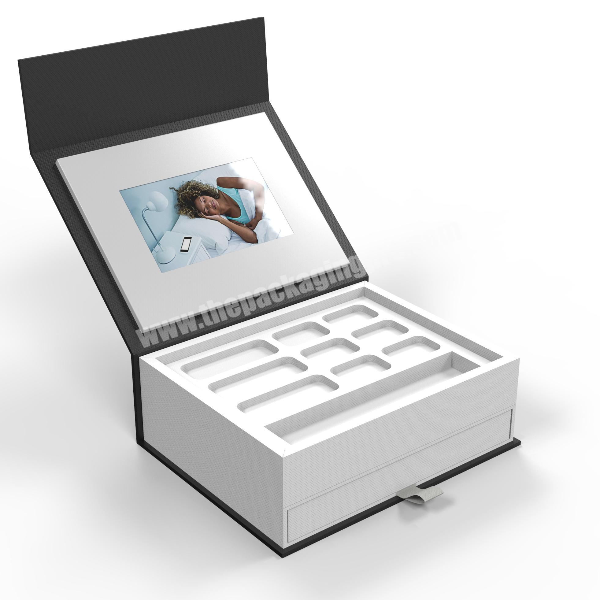 Black luxury cardboard magnetic packaging gift box with EVA foam