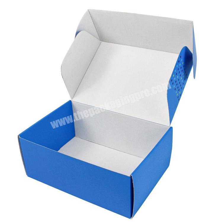Blue Printed Logo Corrugated Mailing Shipping Box Flat Folding Mailer Boxes Custom