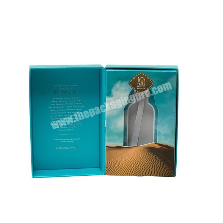 Caiye Custom Blue Clamshell Magnetic Folding Perfume Gift Box Cosmetic Box Packaging