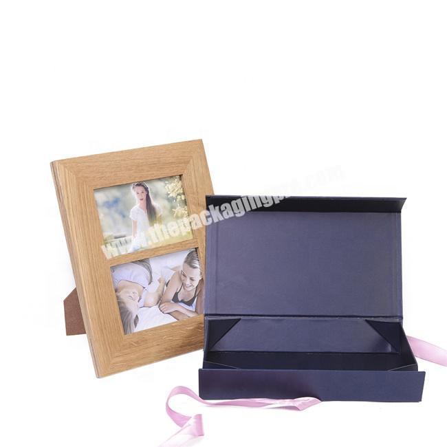 Recycled Folding Boxes Handmade Paper Boxes for Gifts Photo Frame Packaging with Ribbons