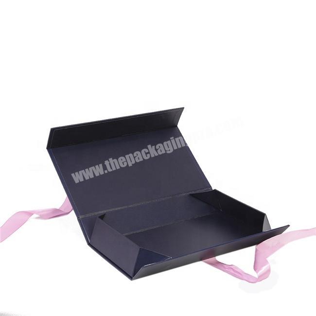 Cardboard Gift Boxes with Ribbon Eco Friendly Blue Color Packaging Box for Gift Recycled 100%