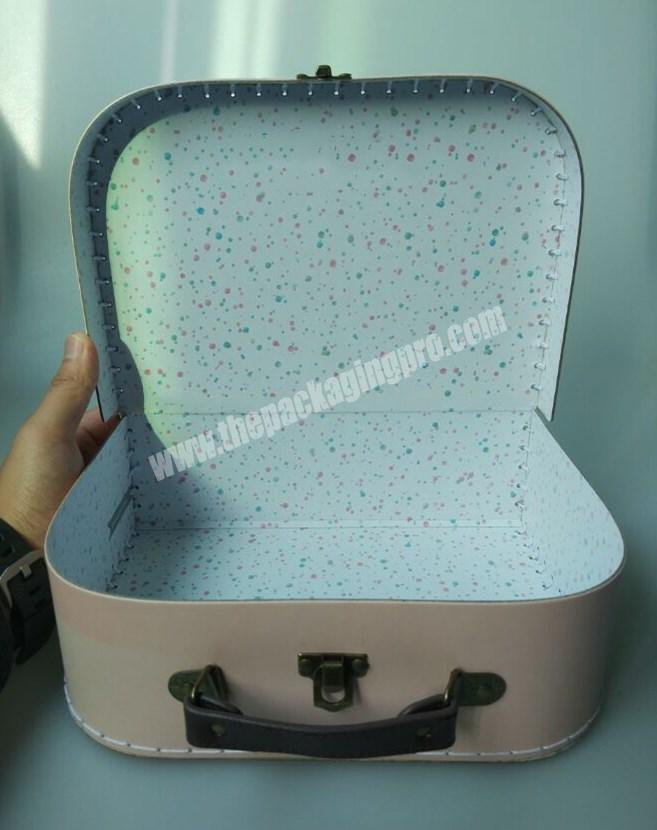 Cardboard pink kids cartoon suitcase gift box manufacturer