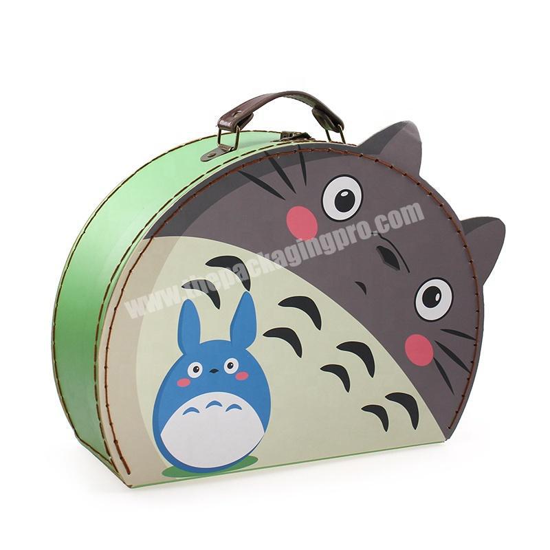 Cartoon Gift Cardboard Box With Handle Custom Print Totoro Doll Vintage Suitcases Cute Little Suitcase