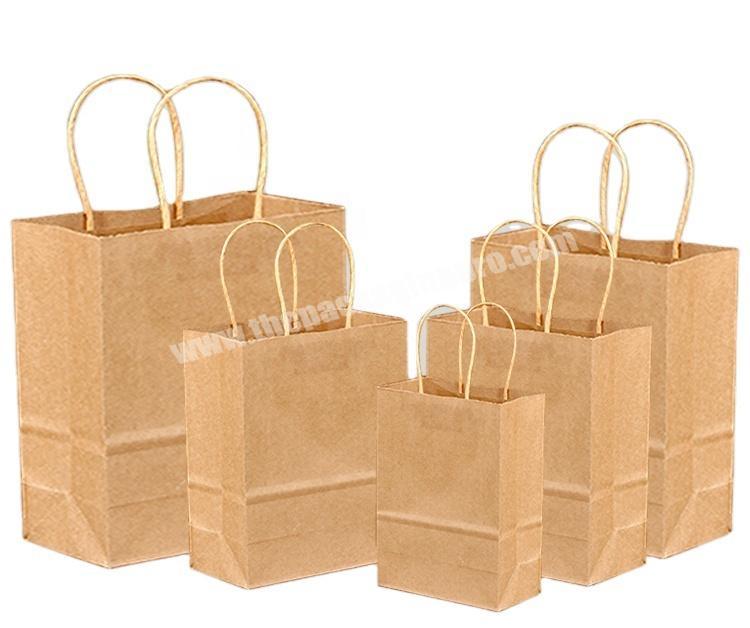 Cheap Recycled Custom Logo Printed Grocery Shopping Packaging Brown Kraft Paper Bag With Handles