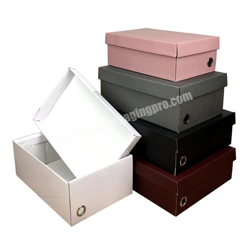Cheap corrugated cardboard shoe storage case boxes custom logo paper sneaker shoes shipping packaging box for men