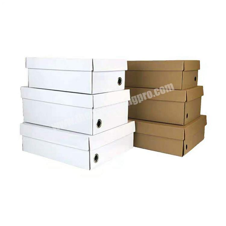 Cheap factory price custom printing your own logo kraft and white corrugated shoe box