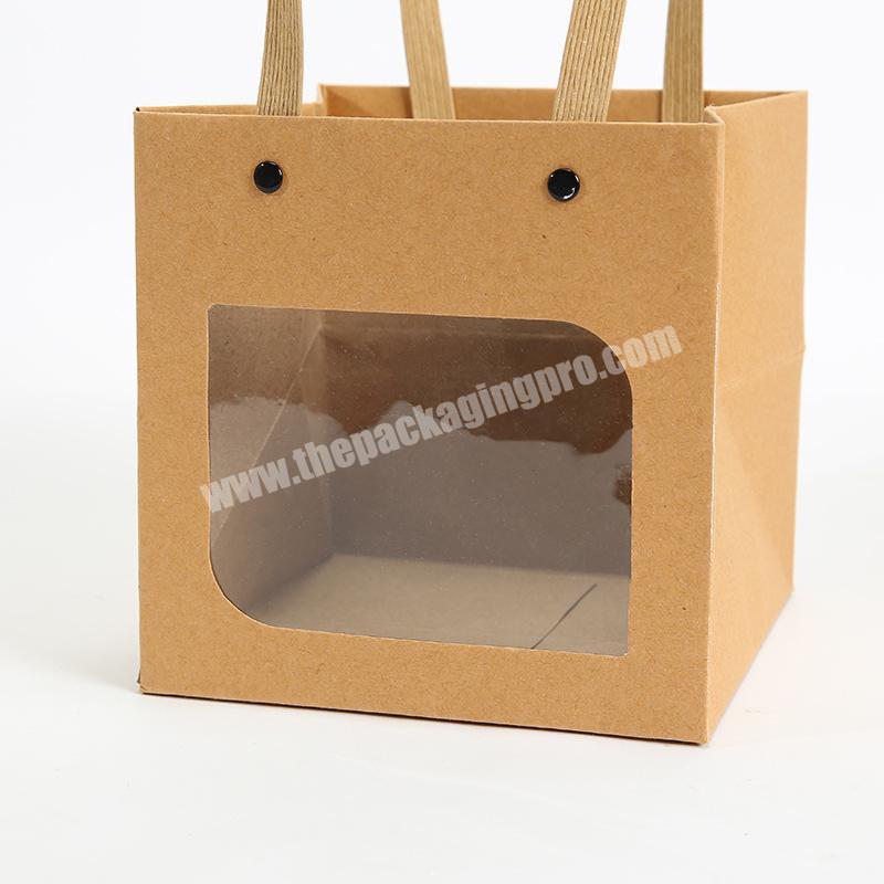 China Cheap bags paper clear window pouches paper bags custom logo kraft paper bag with window handle