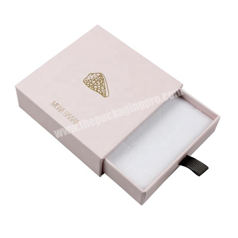 China Printed Custom Subscription Gold Foil Logo Pink Drawer Jewelry Box Manufacturer