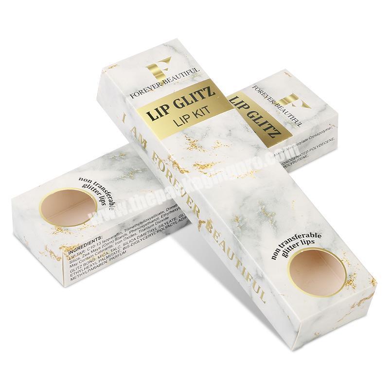 China manufacture cheap cosmetic cream lip balm gloss custom logo boxes packaging with window