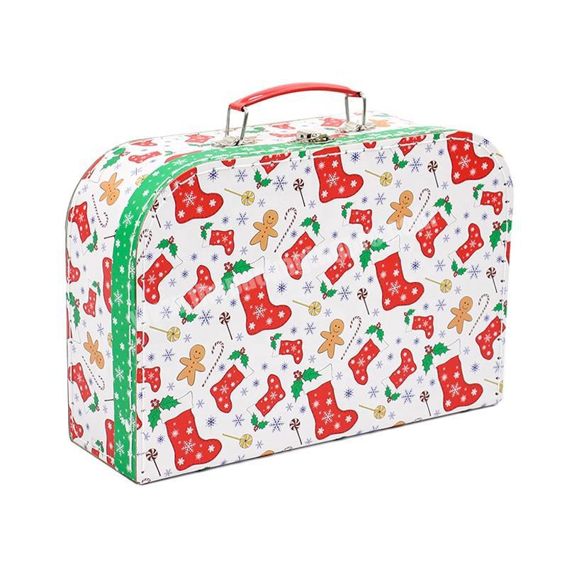 Christmas decorative suitcase customized Print different patterns cardboard christmas suitcase wholesaler