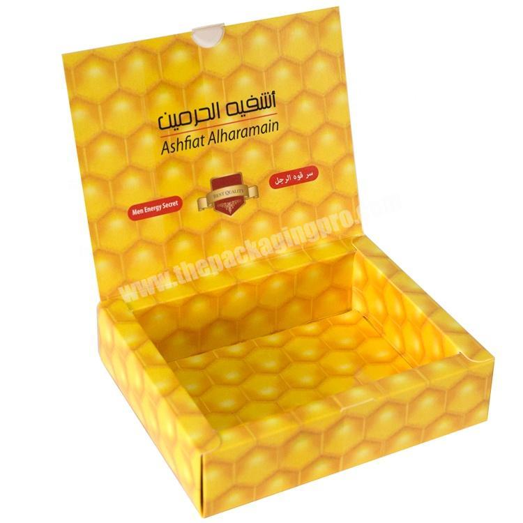 Clamshell flip cover custom box logo printing bee honey bar Sachet Box packaging