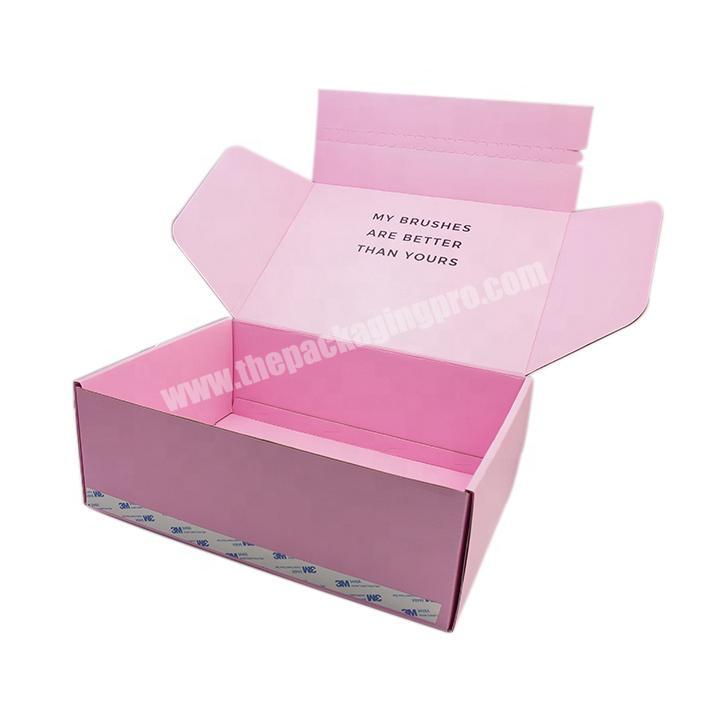 Clothes Packaging Pink Customized Color Zip Lock Peel off Closure Corrugated Rigid Mailer Paper Shipping Box
