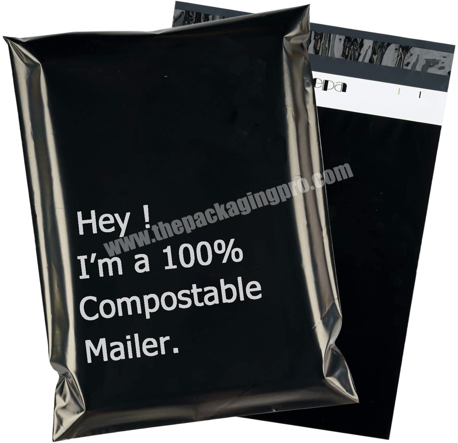 Compostable Clothing Shipping Envelopes Bags Custom Biodegradable Black Poly Shipping Mailer Packaging Mailing  Bags