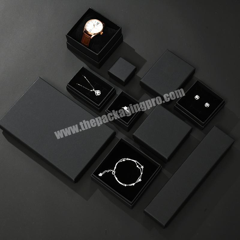Creative Black Kraft Paper Jewelry Box Luxury Cardboard Watch Necklace Ring Jewelry Packaging Box Holiday Gift Box Wholesale