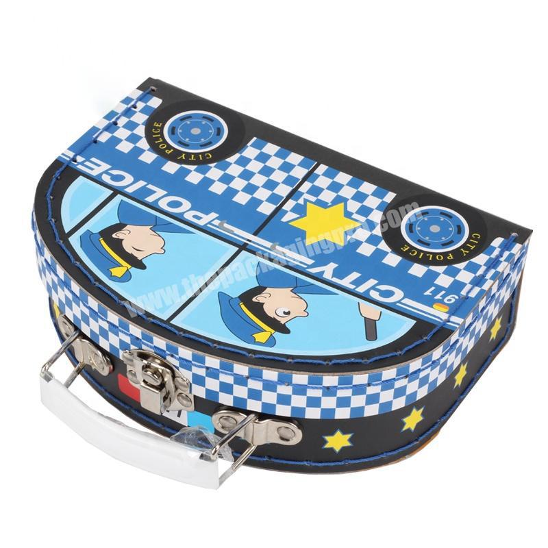 personalize Creative car shaped paper suitcase kids cardboard suitcases Blue paper packaging gift box wholesale