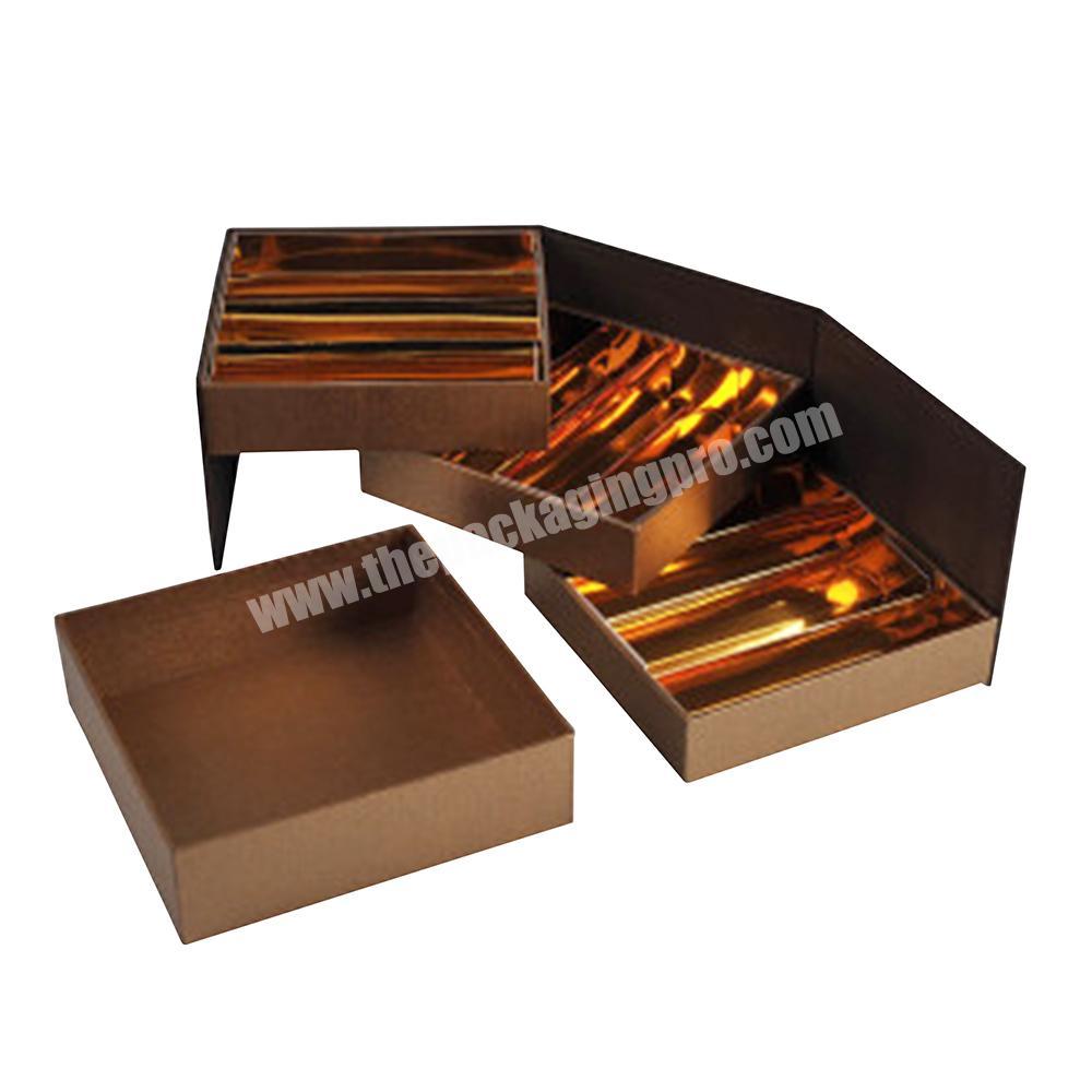 Custom 3 tier cardboard paper packaging chocolate gift box commercial