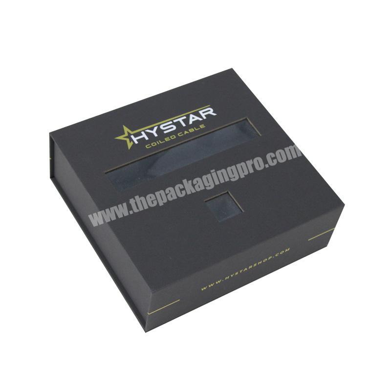 Custom Black Card Makeup clothing Magnetic Closure Gold Hot Stamping Windows Paper Box