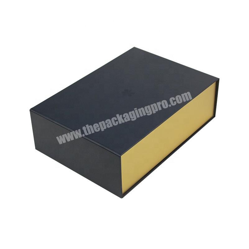 Custom Black Color Gold Inside Card Paper UV Spot Collapsible Storage Folding Magnetic Gift Box