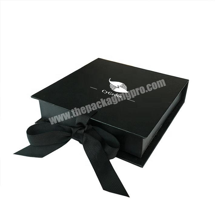 Custom Black Gift Packaging Box with Ribbon