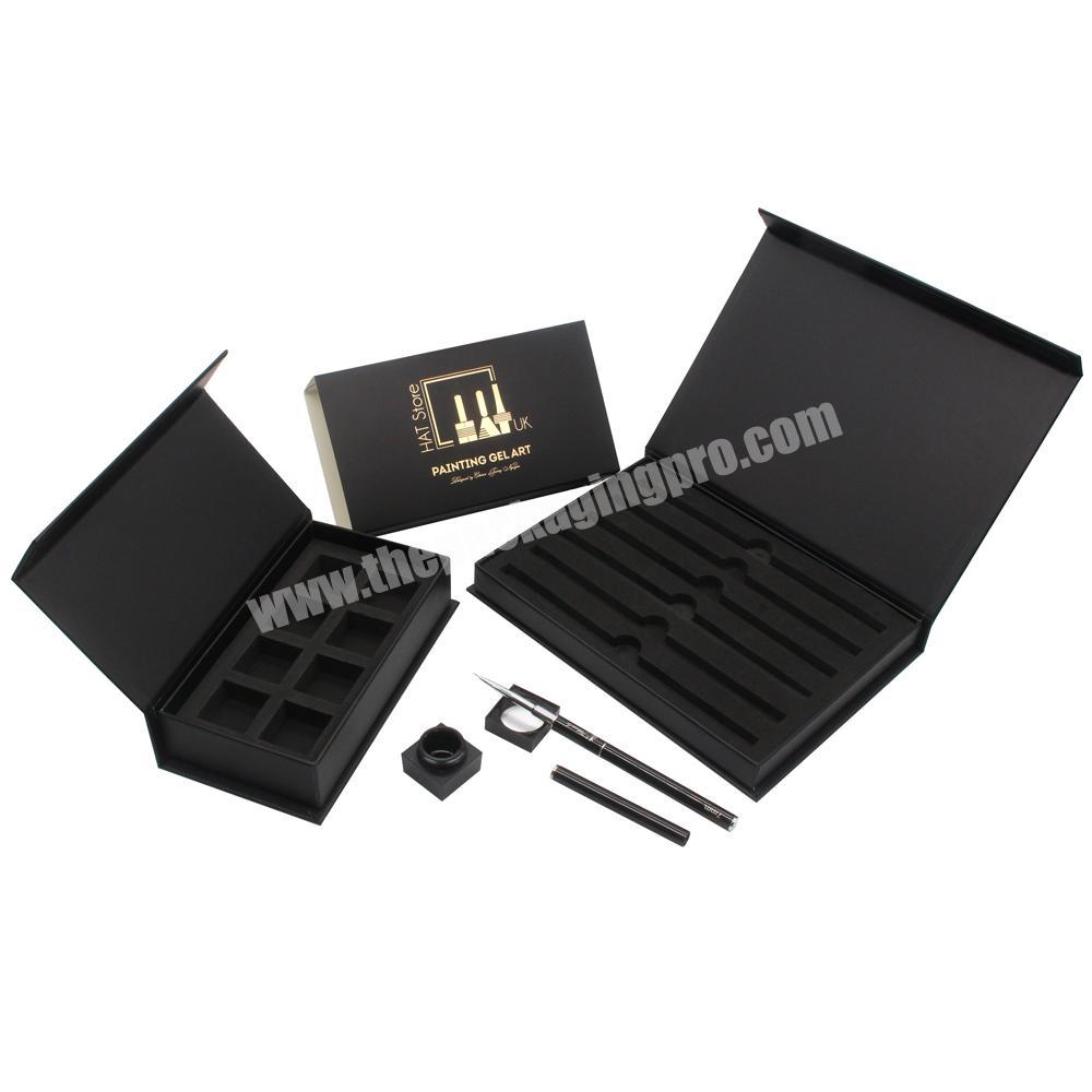 Custom Black Luxury Empty Nail Art Tool Storage Nail Brush Packaging Gift Box