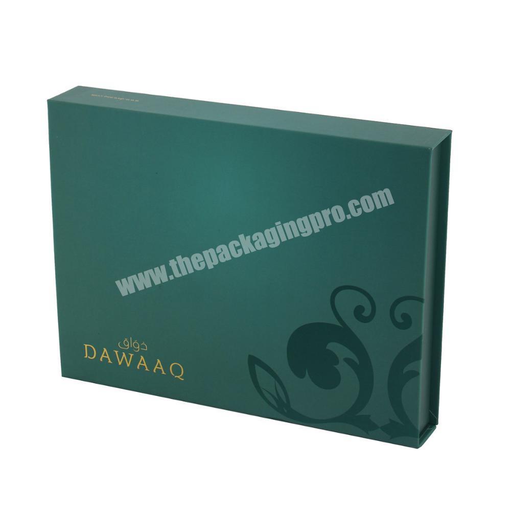 Custom Book Shape Box Packing Magnetic Closure Boxes for Jewelry&necklace Rigid Cardboard Product Packaging Paper Blackish Green