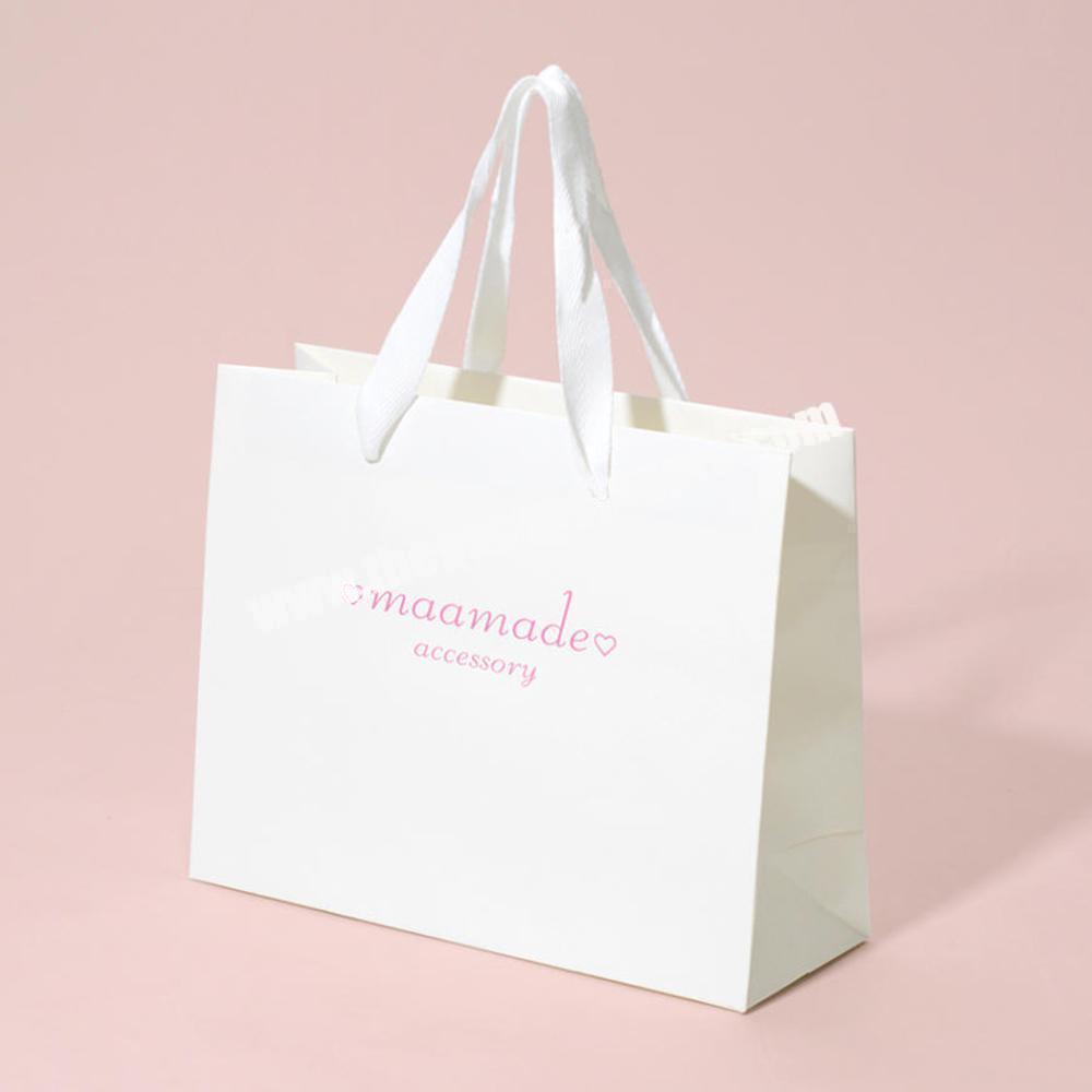 Custom Branded Logo White Paper Apparel Shoes Packaging Gift Shopping Bag Paperbag