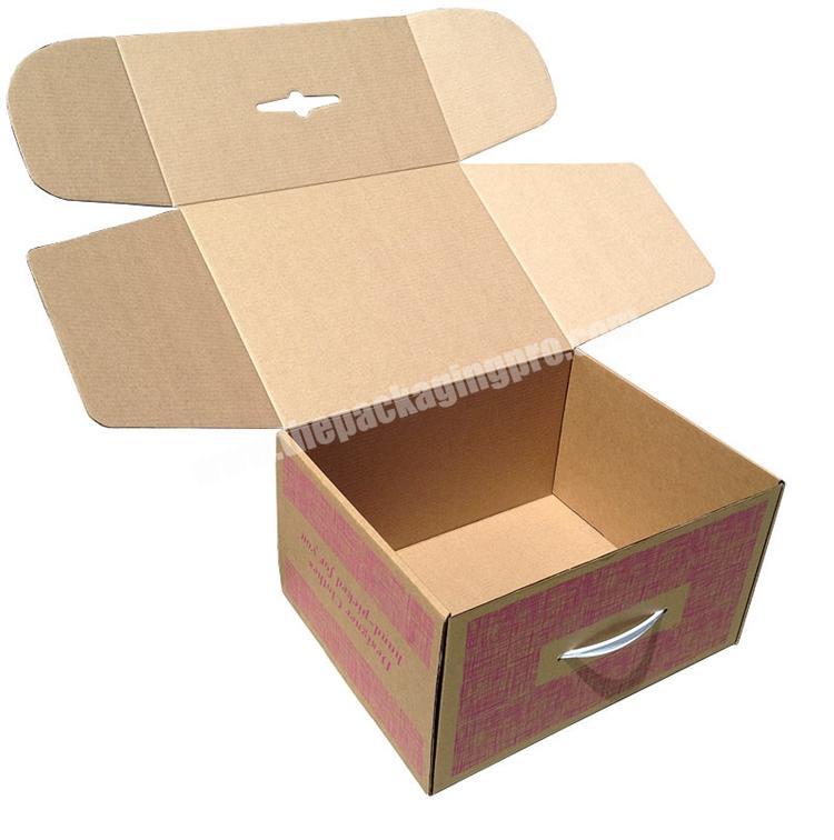 Custom Brown Corrugated Foldable Dry Food Nut Hat Paper Boxes With Handle