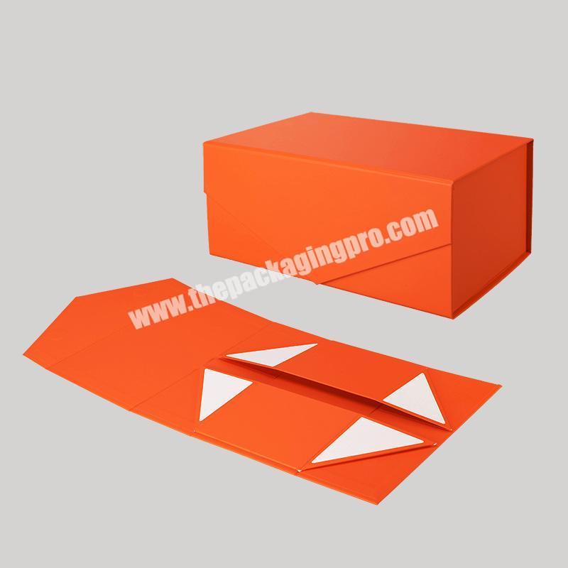 Custom Cardboard Luxury Orange Magnetic Foldable Folding Packaging Boxes Shoe Box For Shoes With Logo