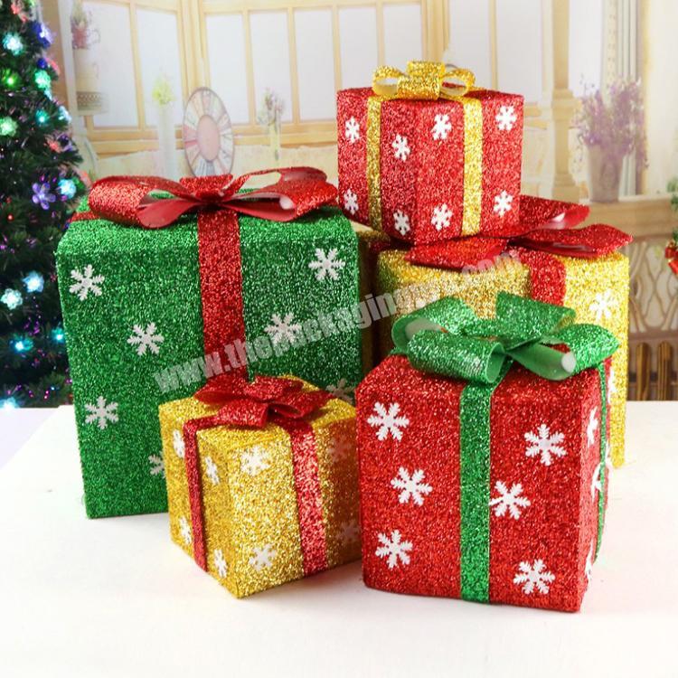 Custom Christmas Paper Box Cardboard Easy Shipping Packaging Gift Box With Colorful Ribbon Ties