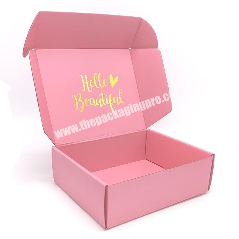 Custom Printed Luxury Pink Apparel Garment Corrugated box with Logo Eco Friendly shipping mailer box for Clothing Packaging