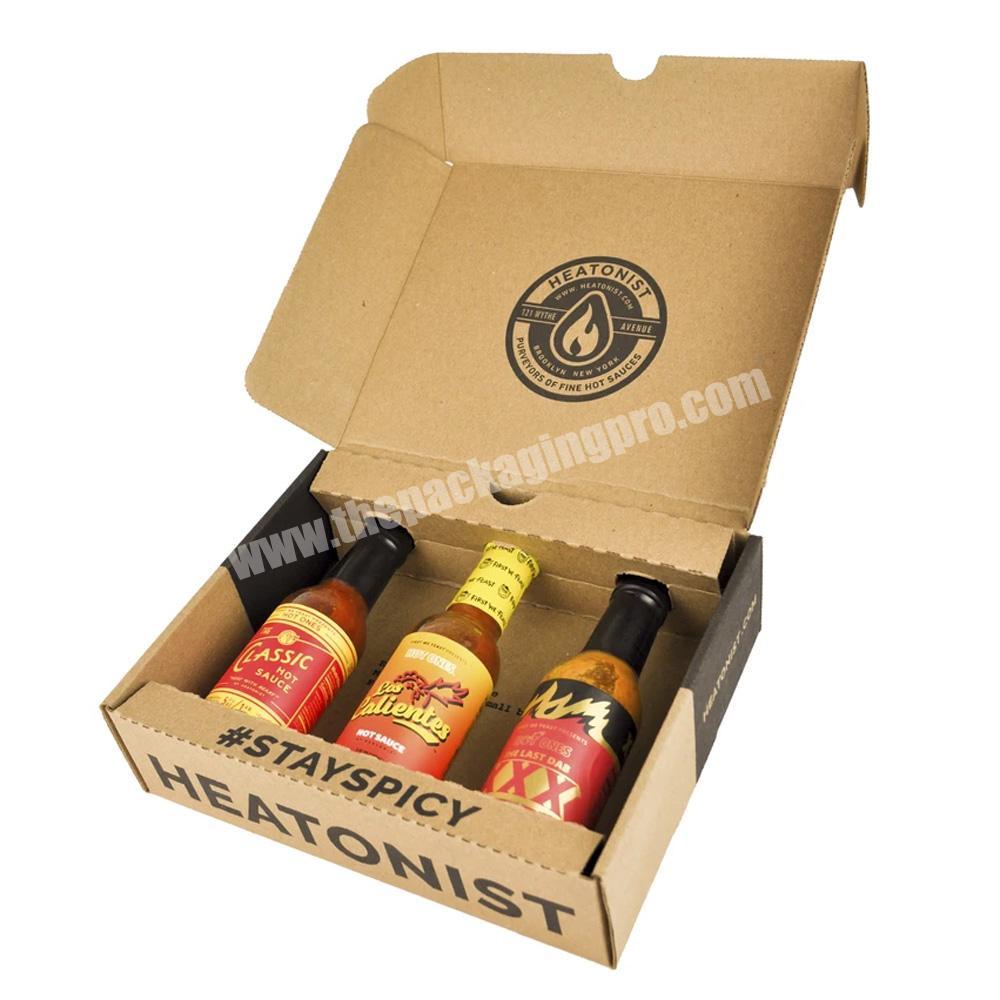 Custom Corrugated Hot Sauce Bottle Subscription Box For Hot Sauce Bottles
