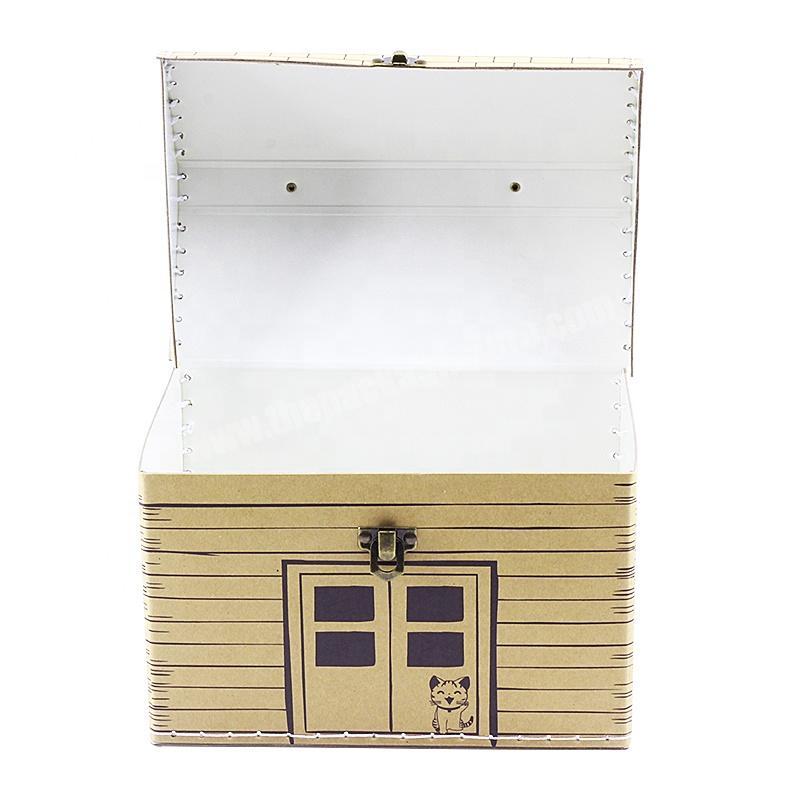 custom Custom Decorative Handmade Luxury Packaging Rigid Cardboard Skincare Baby Kids Paper Suitcase Gift Box With Handle 