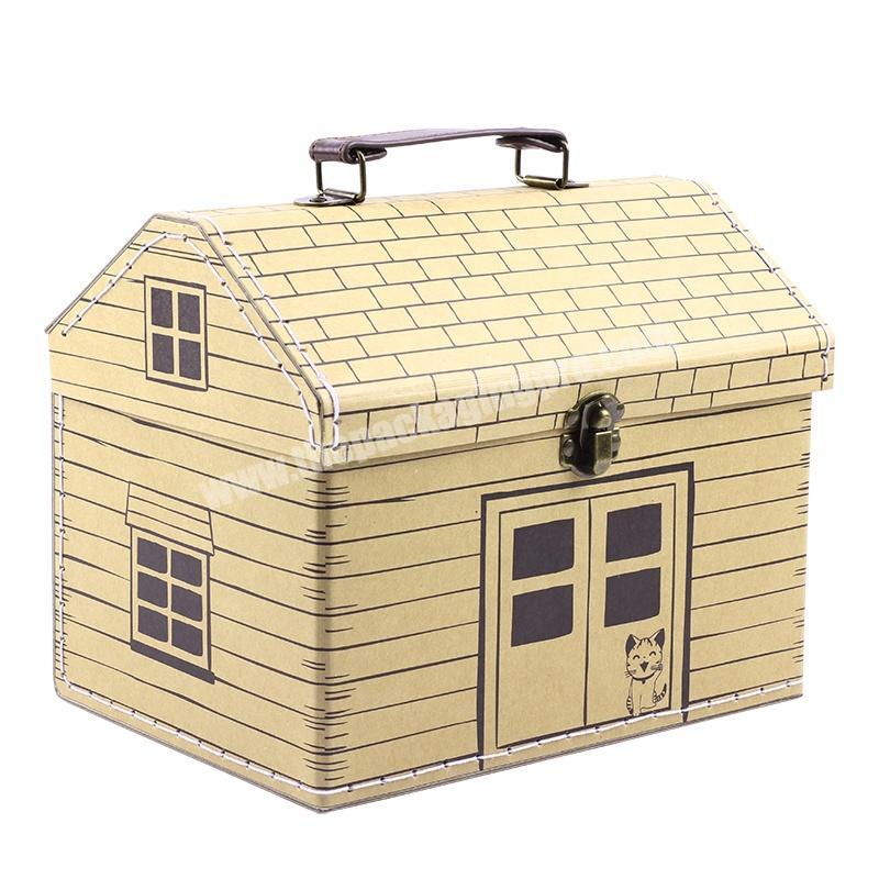 Custom Decorative Handmade Luxury Packaging Rigid Cardboard Skincare Baby Kids Paper Suitcase Gift Box With Handle