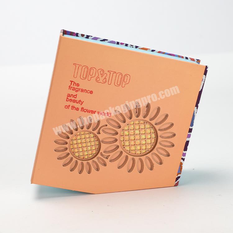 Custom Design Die Cutting Sunflower Cardboard 5-Sided Magnet Paper Box for Perfume Packaging factory